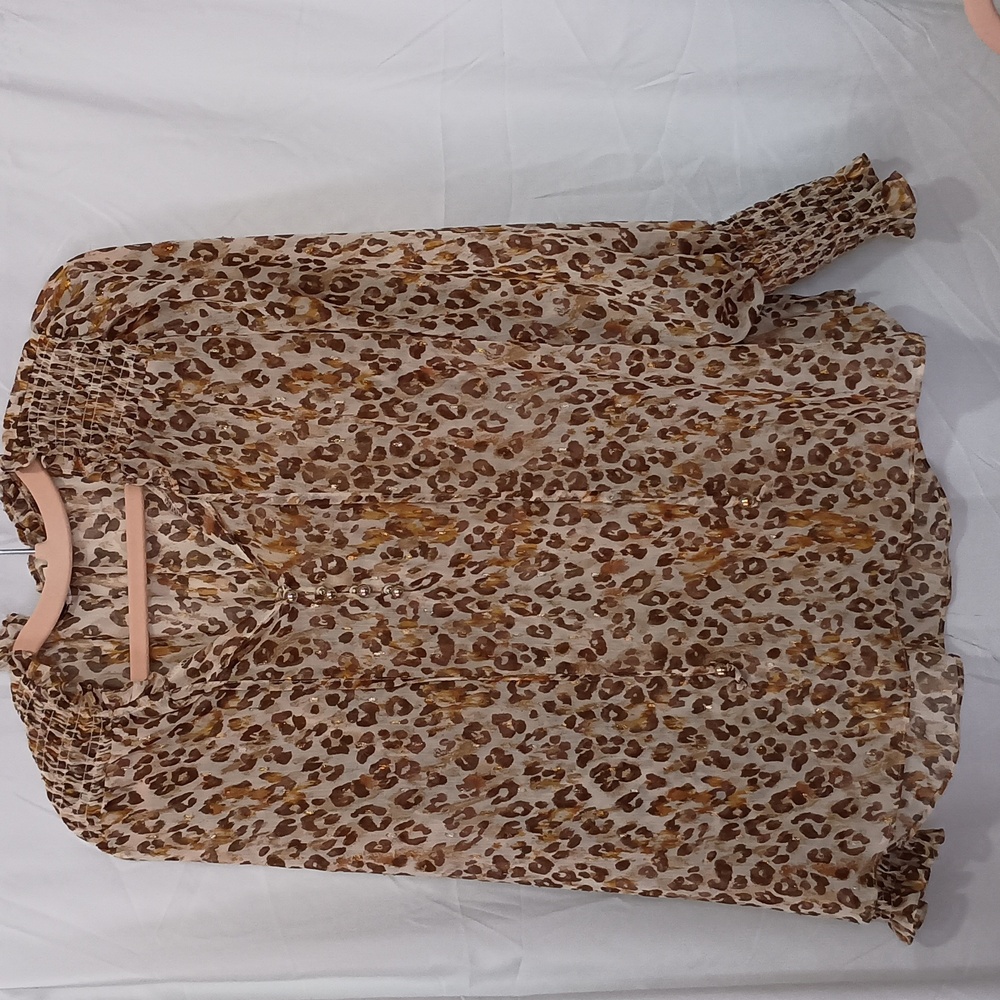 By The River Sheer Leopard And Gold Blouse L